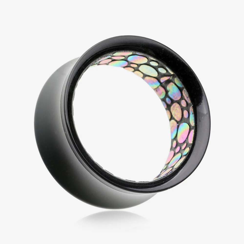 A Pair of Abalone Pattered Lining Acrylic Double Flared Tunnel Plug