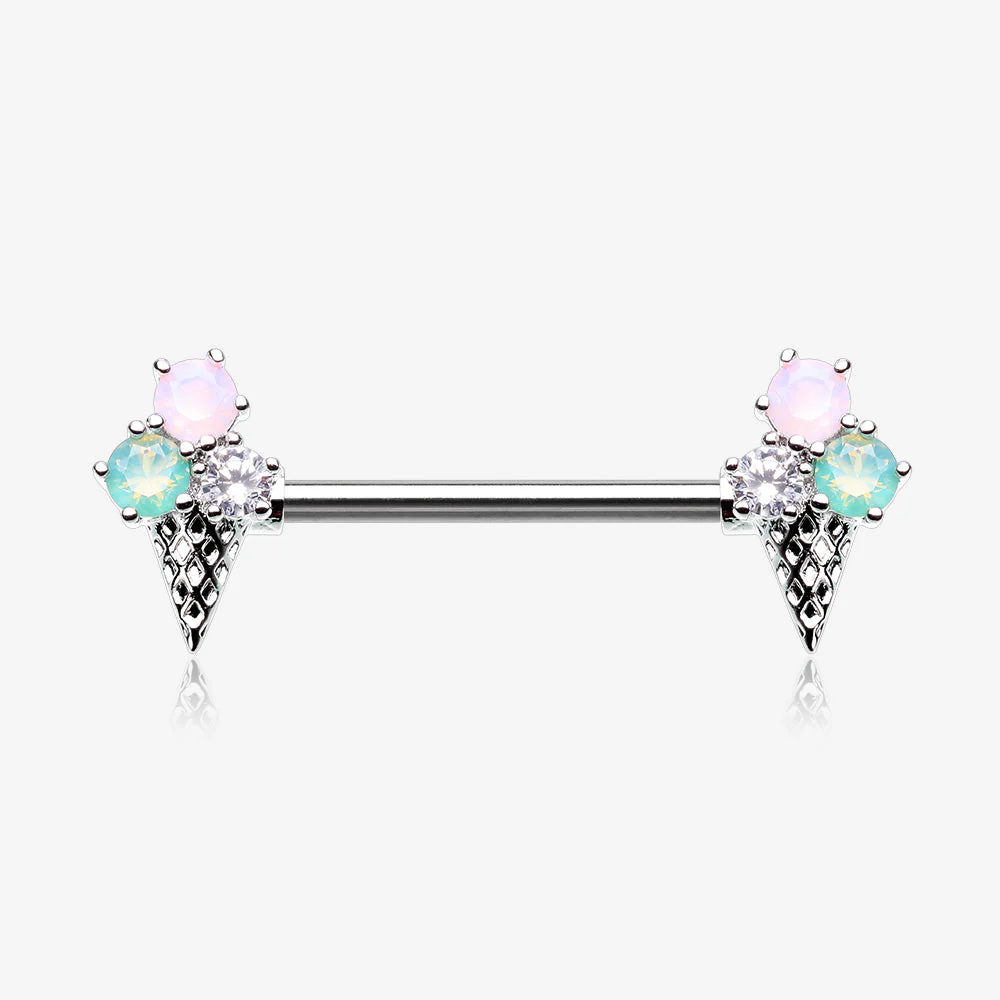 A Pair of Adorable Mixed Flavor Ice Cream Cone Nipple Barbell