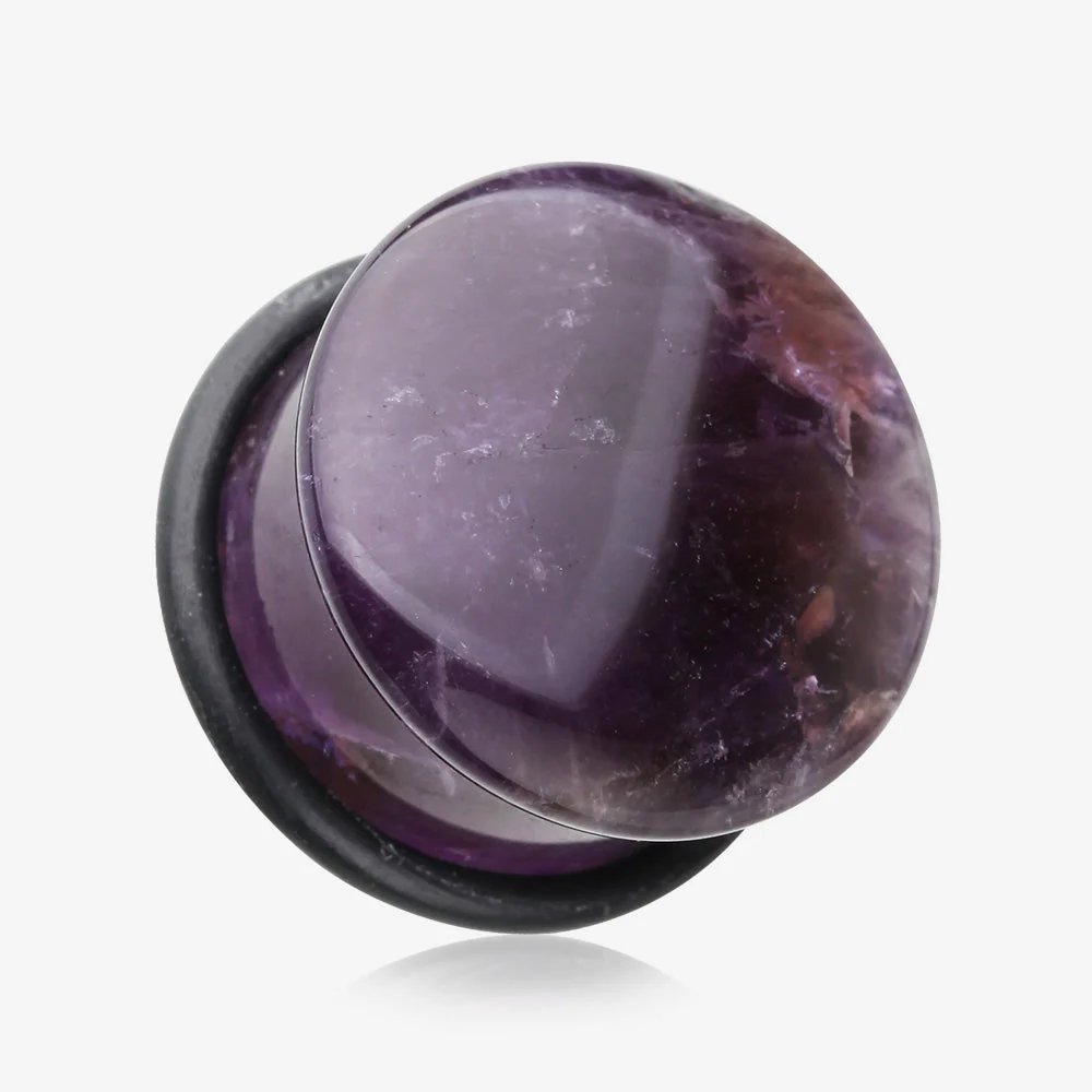 A Pair of Amethyst Stone Single Flared Plug with O-Ring