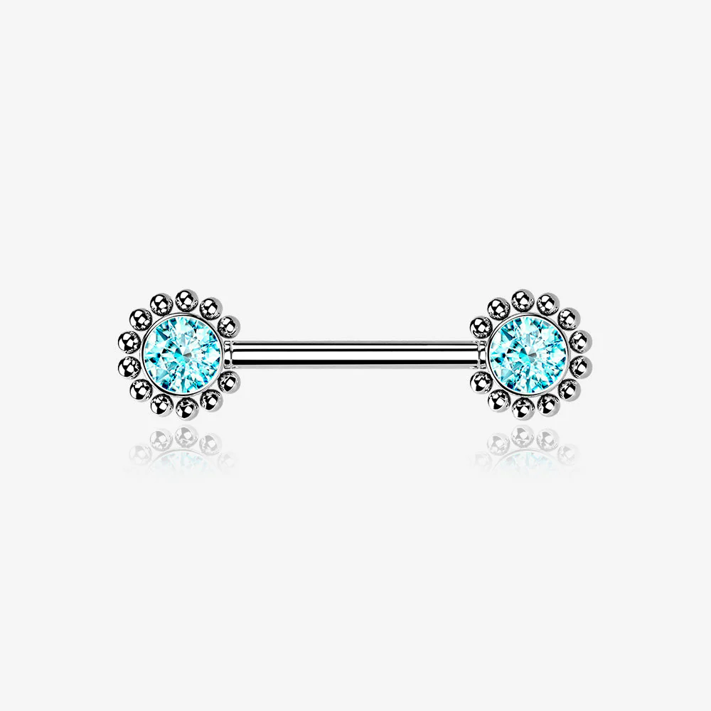 A Pair of Bali Bead Karma Circle Sparkle Threadless Nipple Barbell