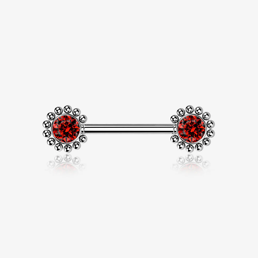 A Pair of Bali Bead Karma Circle Sparkle Threadless Nipple Barbell