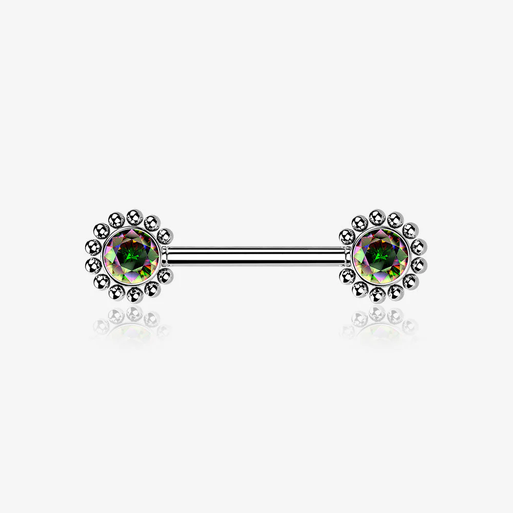 A Pair of Bali Bead Karma Circle Sparkle Threadless Nipple Barbell