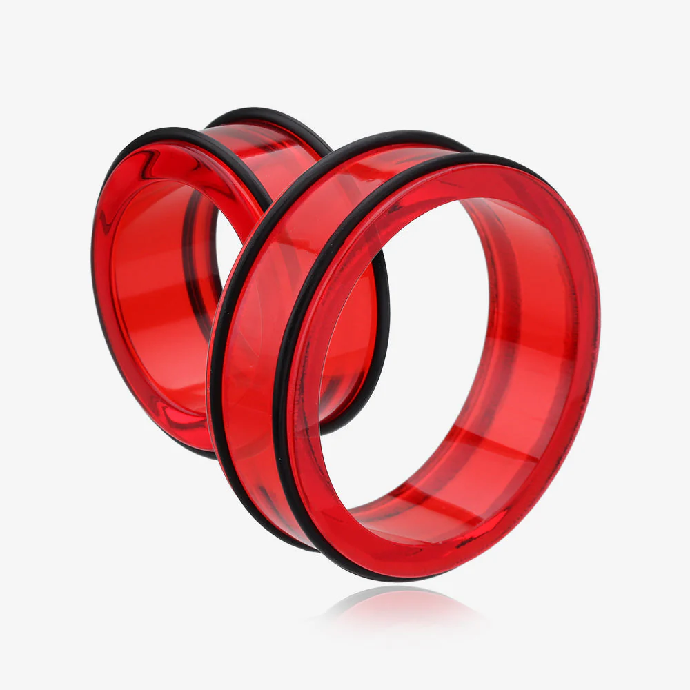 A Pair of Basic UV Acrylic No Flare Regs Ear Gauge Tunnel Plug