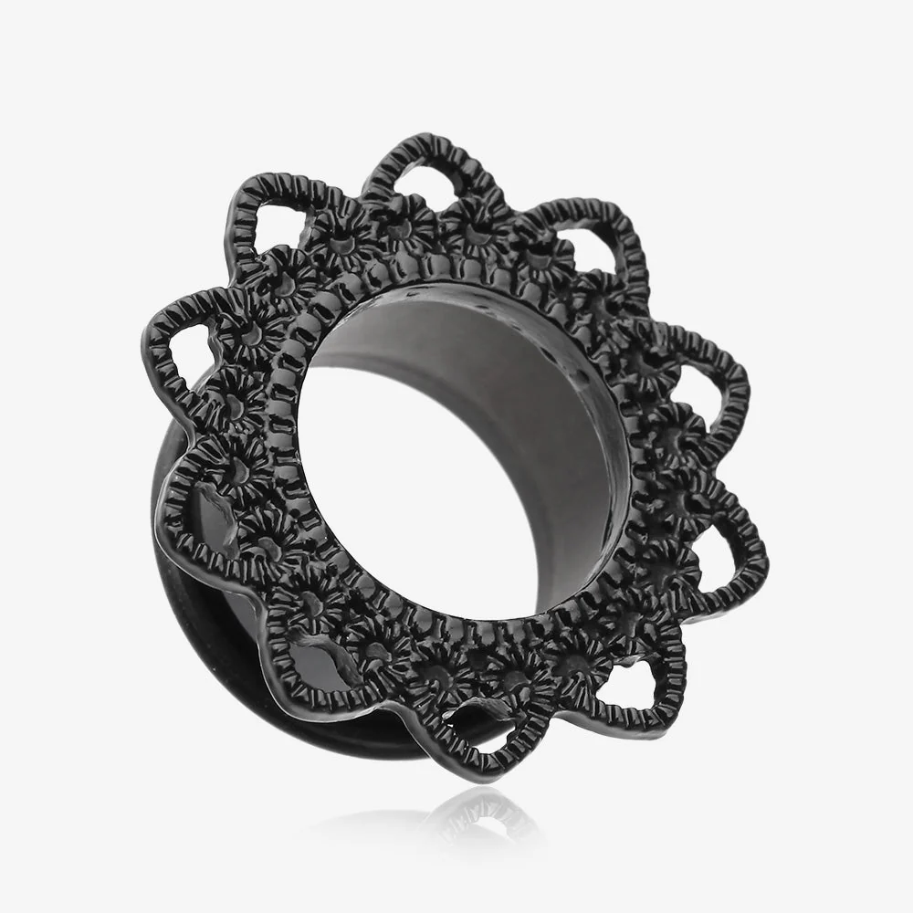 A Pair of Blackline Verdant Filigree Single Flared Steel Ear Gauge Tunnel Plug