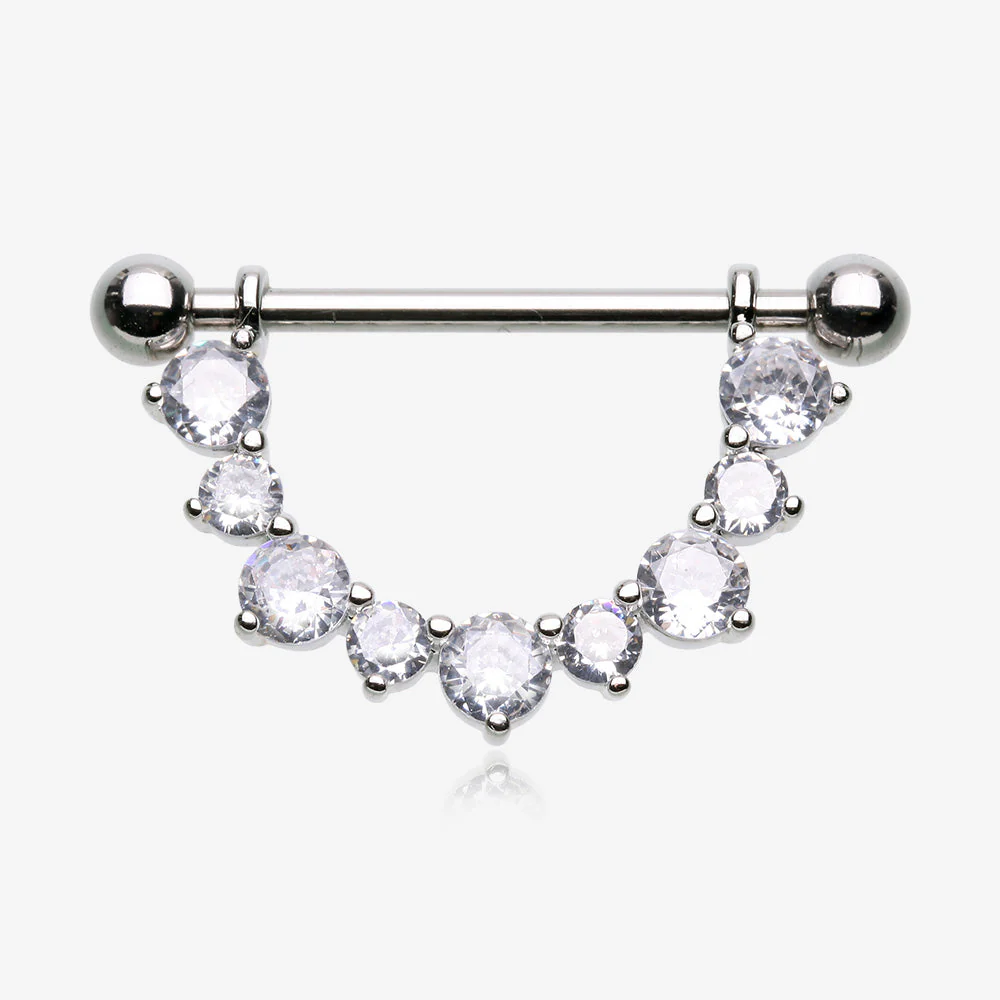 A Pair of Sparkle Elegance Multi-Gem Dangle Nipple Shield