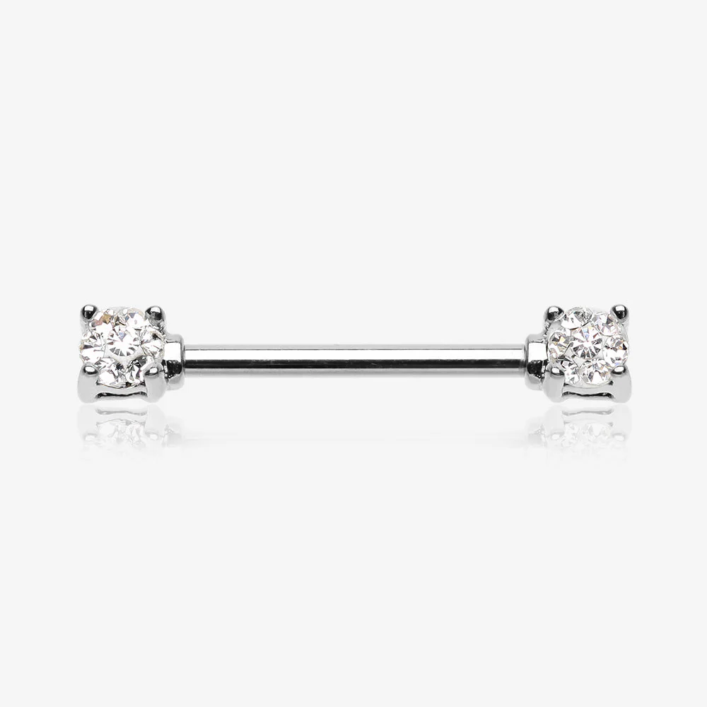 A Pair of Sprinkle Dot Multi-Gem Sparkle Prong Set Nipple Barbell
