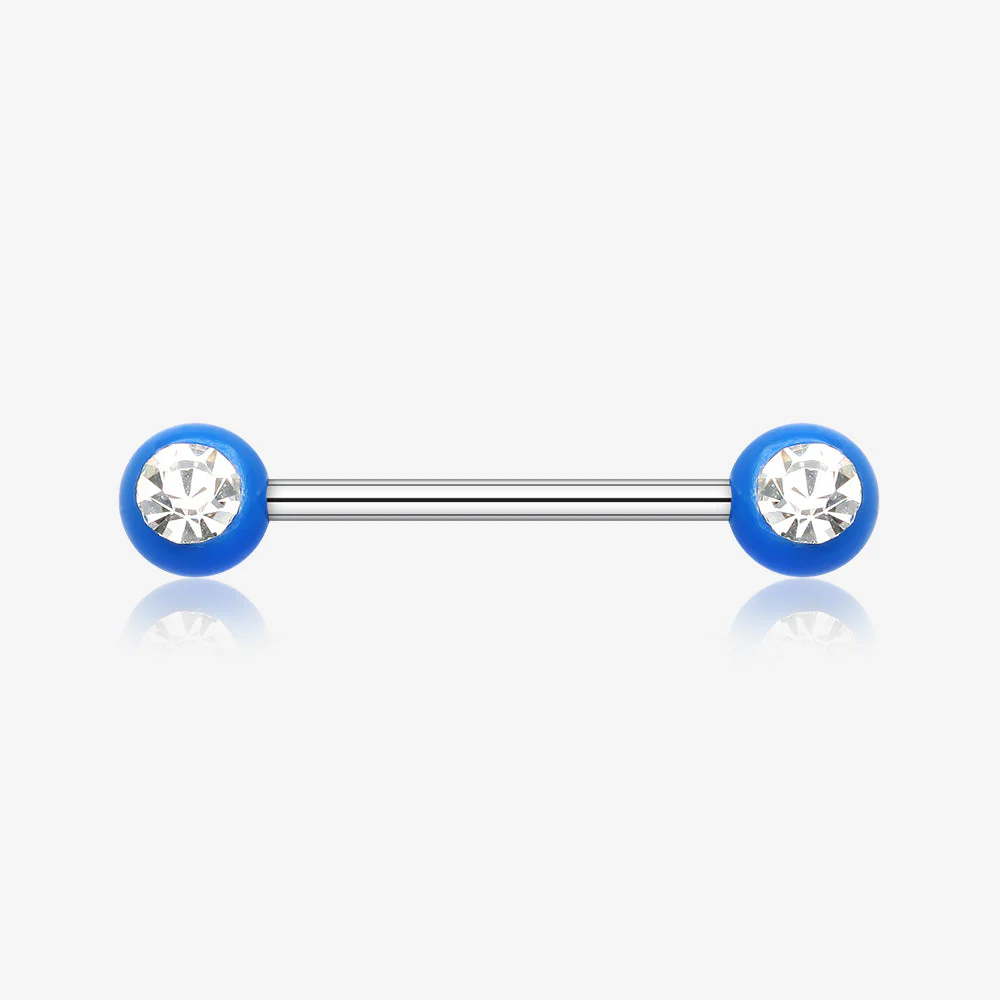 A Pair of Acrylic Gem Ball Nipple Barbell Ring