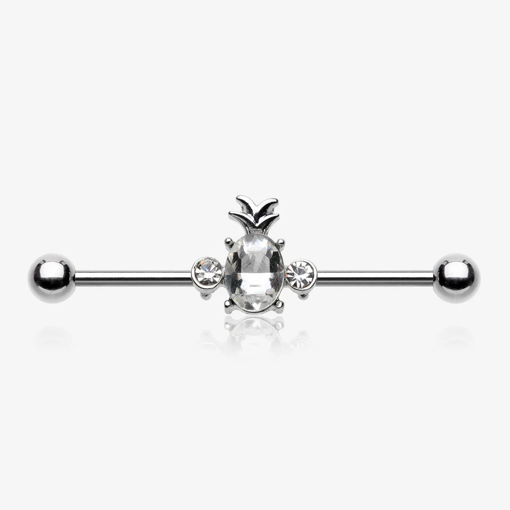 Adorable Pineapple Sparkle Industrial Barbell