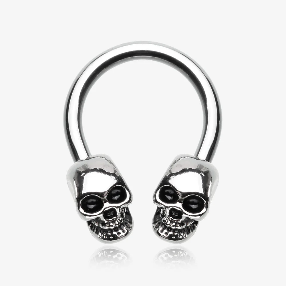 Apocalyptic Skull Horseshoe Circular Barbell