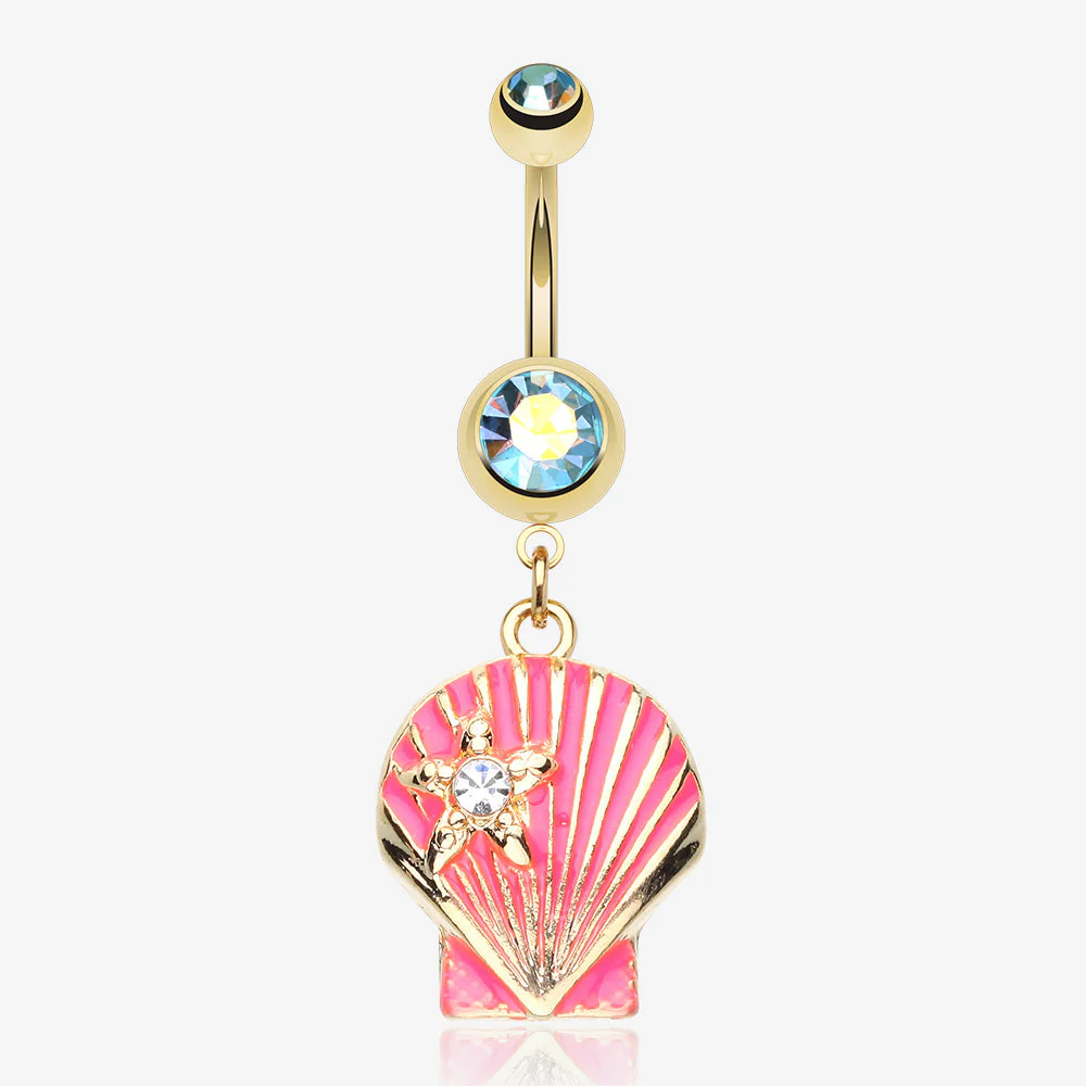 Ariel's Shell Dangle Belly Button Ring