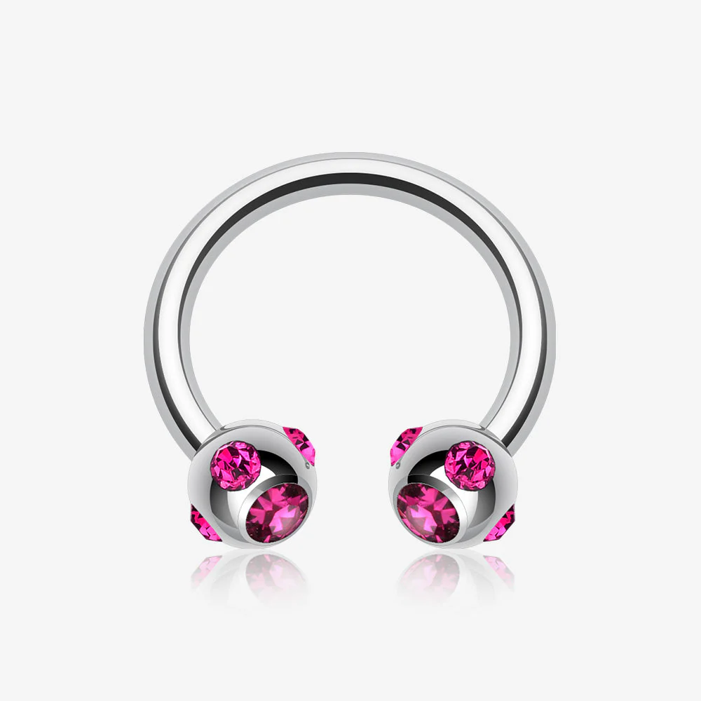 Aurora Gem Ball Steel Horseshoe Circular Barbell