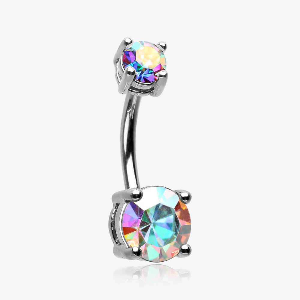Aurora Sparkle Prong Set Belly Button Ring