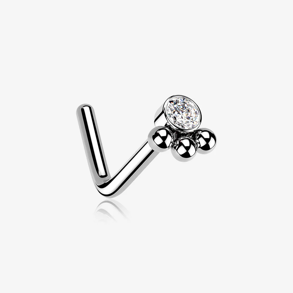 Bali Beads Sparkle Steel L-Shaped Nose Ring