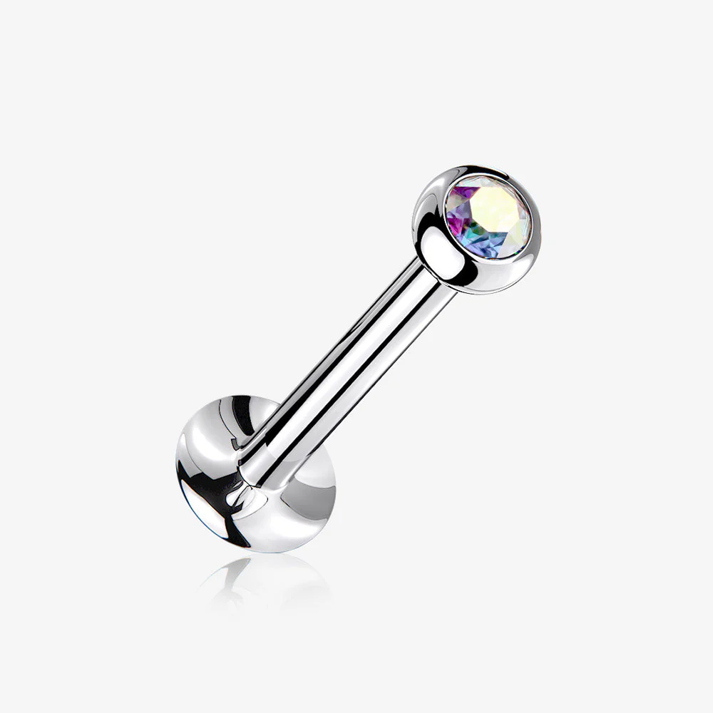 Basic Gem Ball Top Threadless Push-In Steel Labret