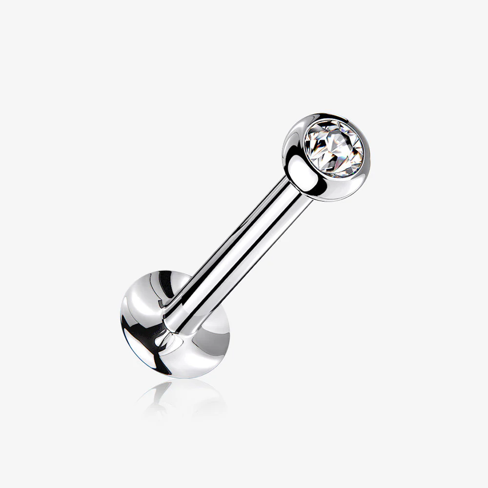 Basic Gem Ball Top Threadless Push-In Steel Labret