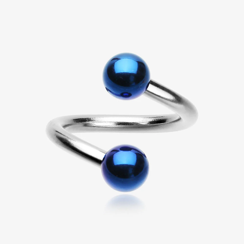 Basic Steel Twist Spiral Ring with PVD Plated Balls