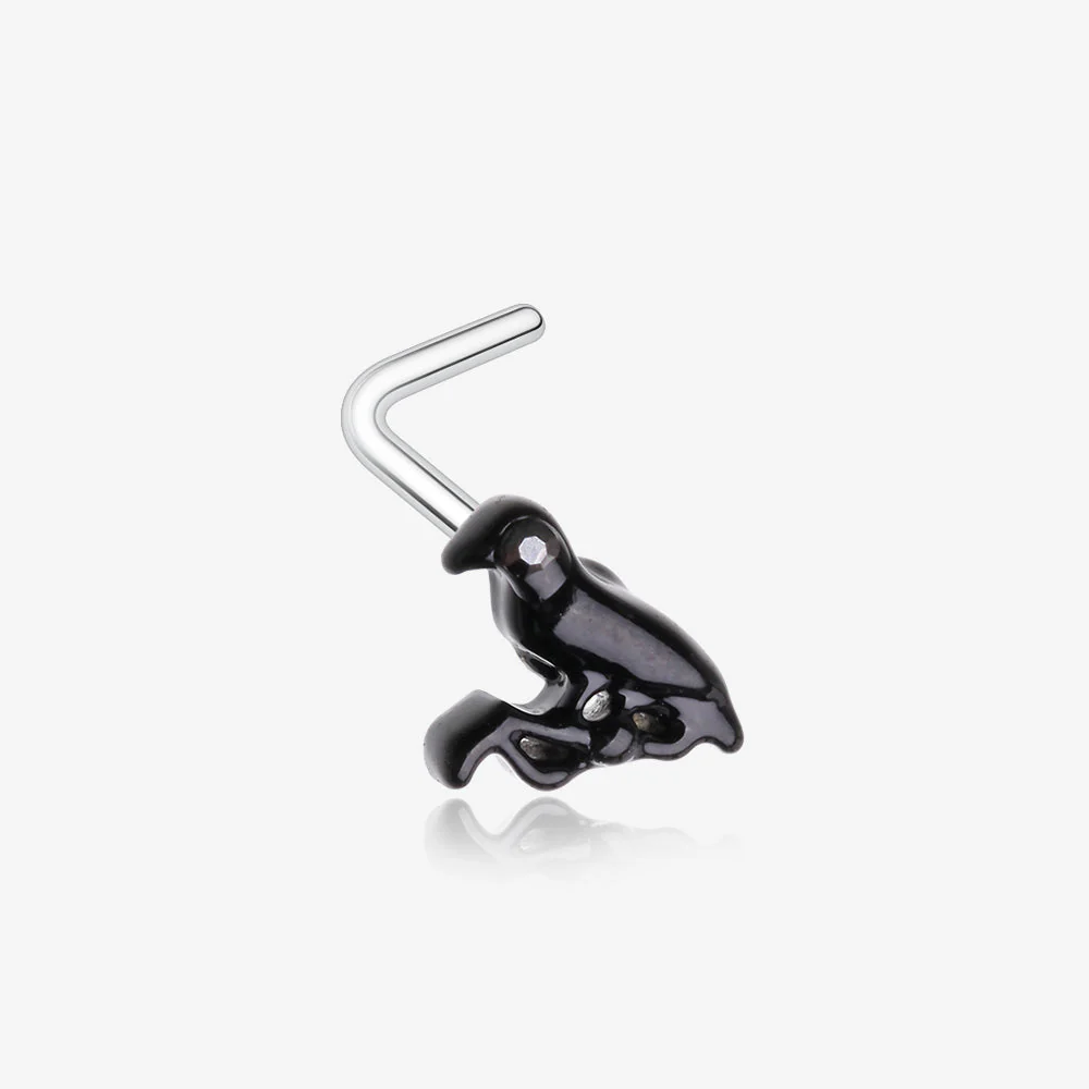 Black Raven Sparkle L-Shaped Nose Ring