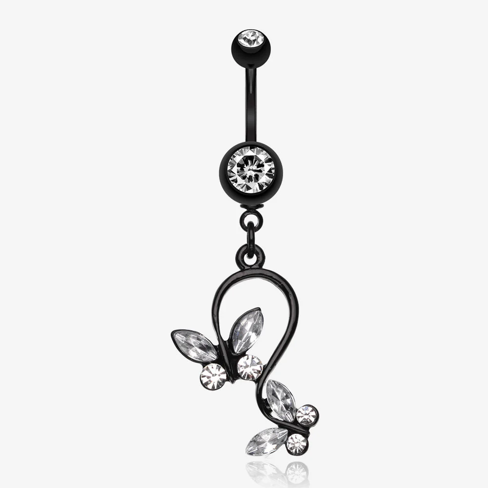 Blackline Butterfly Gem Loop Belly Ring