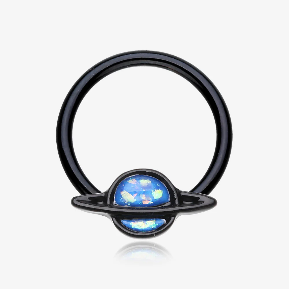 Blackline Opalescent Galaxy Planet Captive Bead Ring