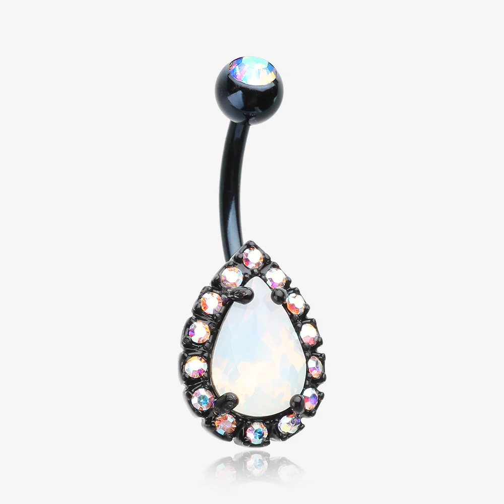 Blackline Opalite Multi-Gem Sparkle Teardrop Belly Button Ring