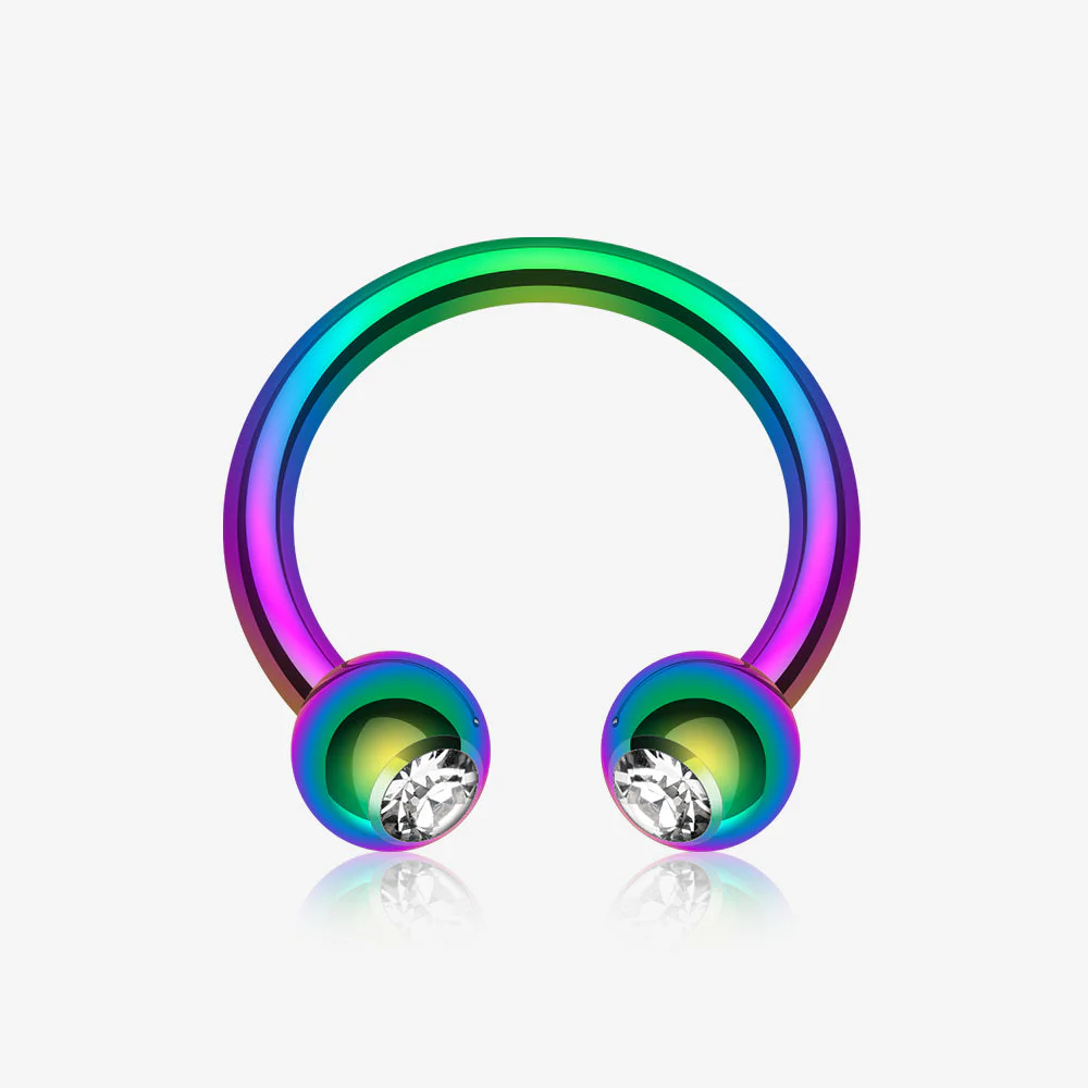 Colorline PVD Gem Ball Horseshoe Circular Barbell