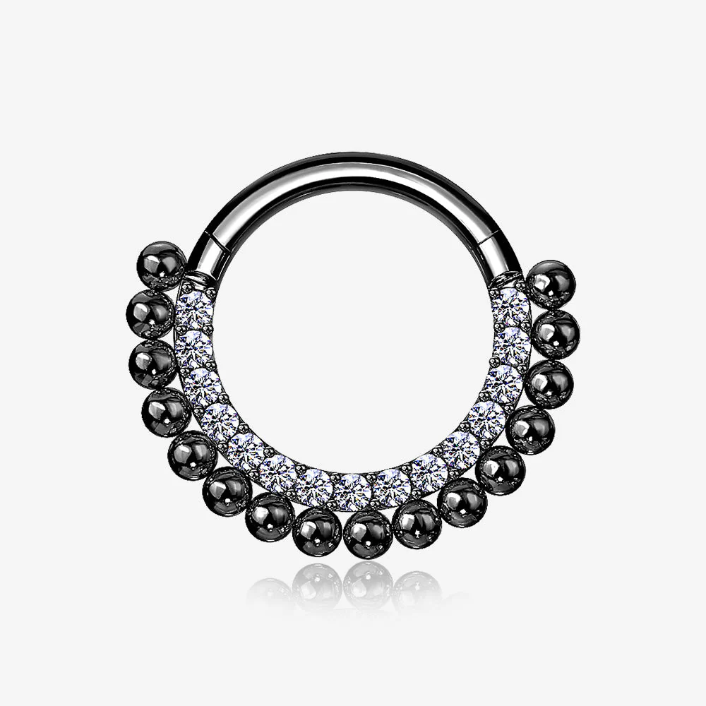 Blackline Royal Bali Beads Arc Sparkle Seamless Clicker Hoop Ring