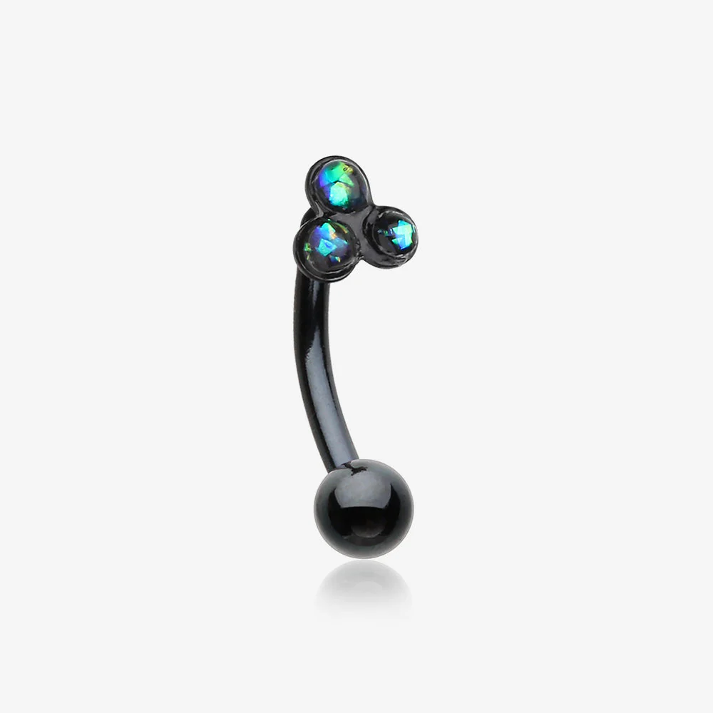 Blackline Trinity Opal Sparkle Curved Barbell Ring
