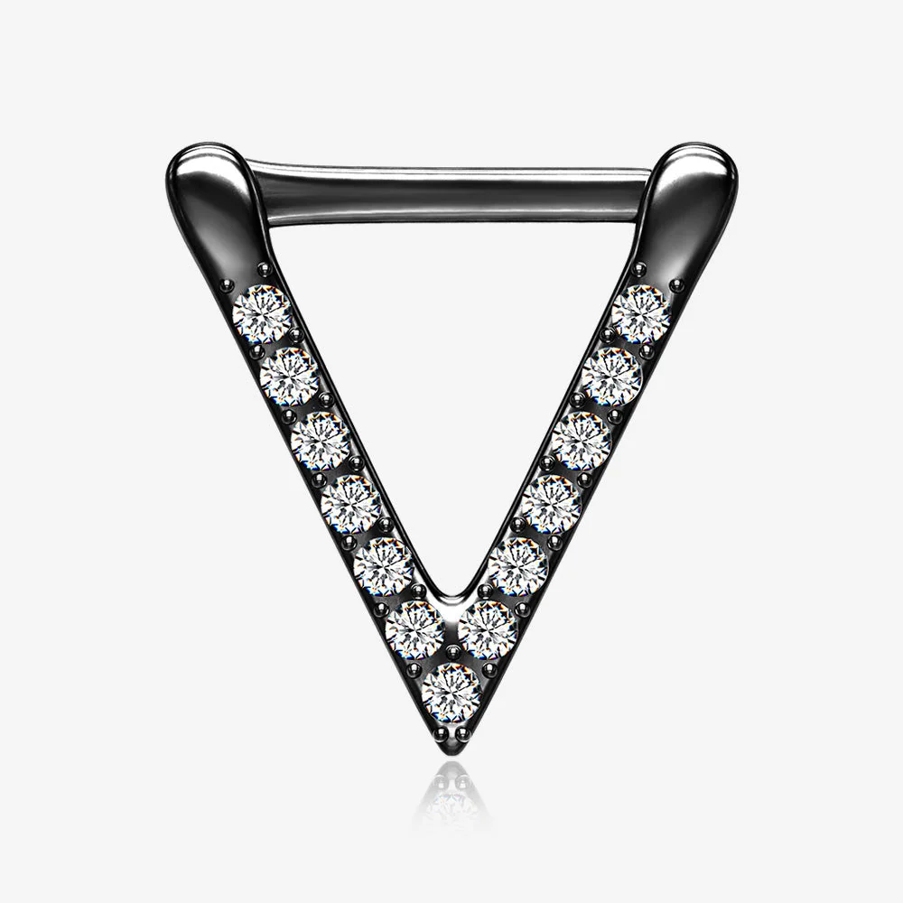 Blackline Urban Chevron Arrow Geometric Triangle Multi-Gem Clicker Hoop Ring
