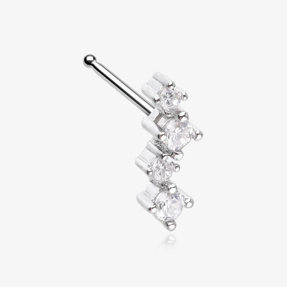 Brilliant Sparkle ZigZag Multi-Gem Nose Stud Ring