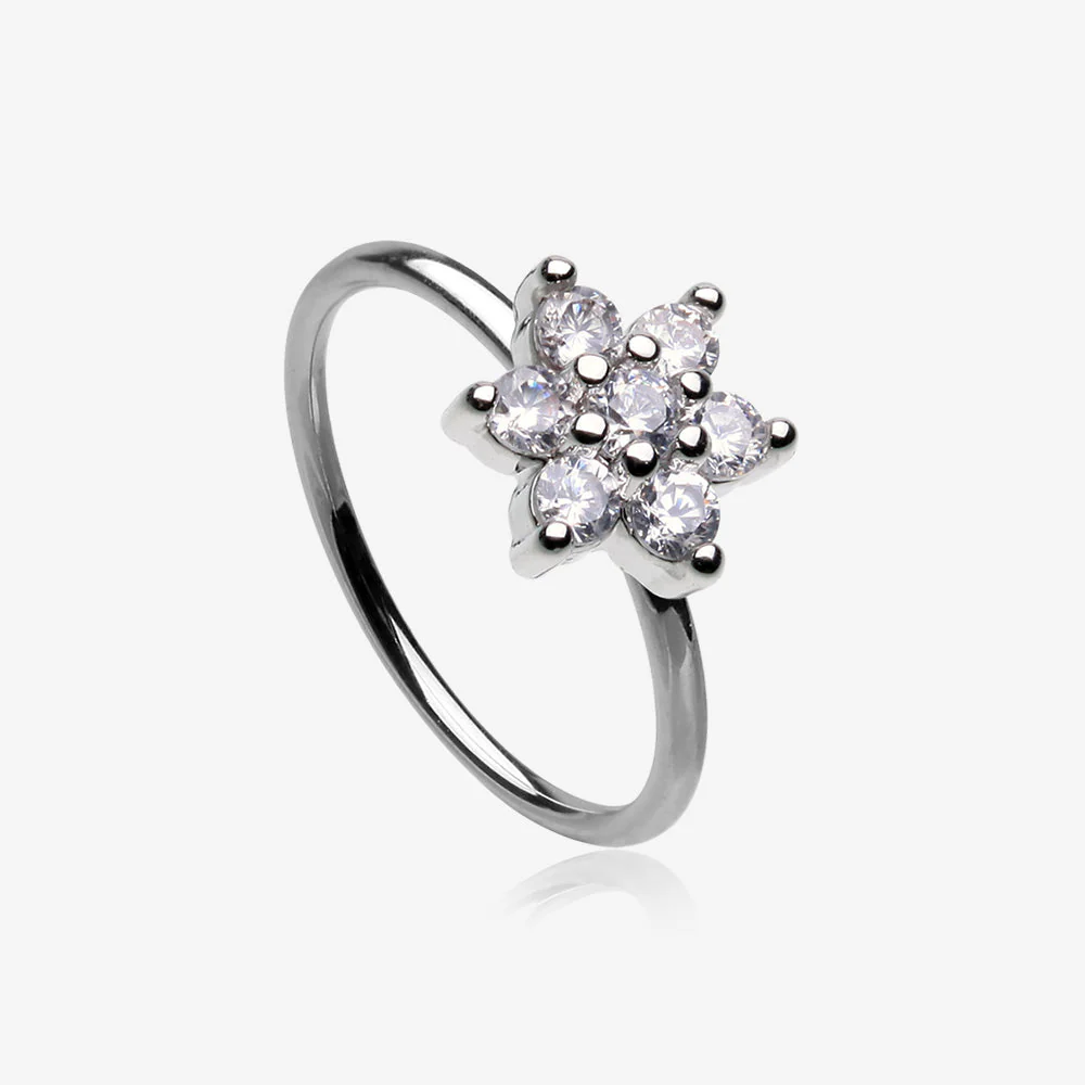 Brilliant Spring Flower Sparkle Bendable Hoop Ring