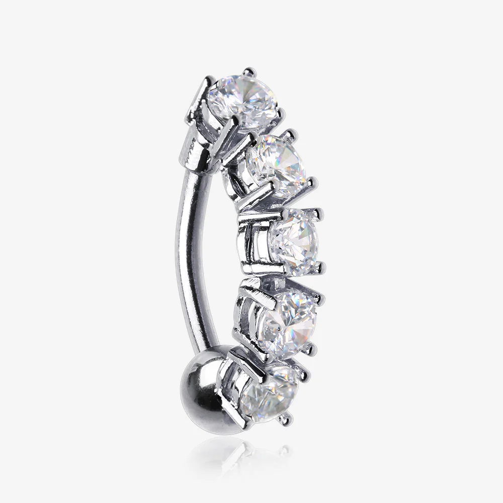 Classic Vertical Sparkles Reverse Belly Button Ring