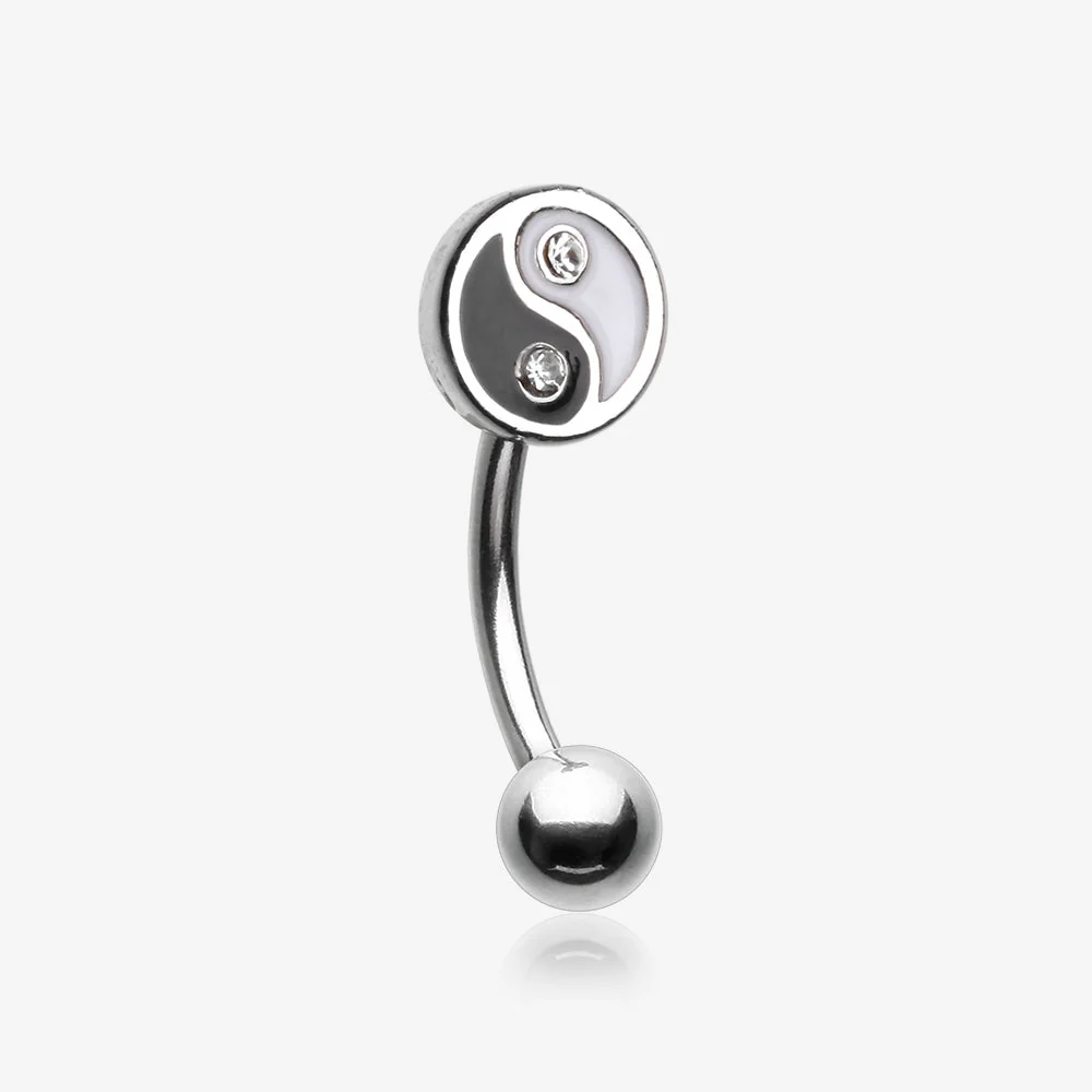 Classic Yin Yang Sparkle Curved Barbell