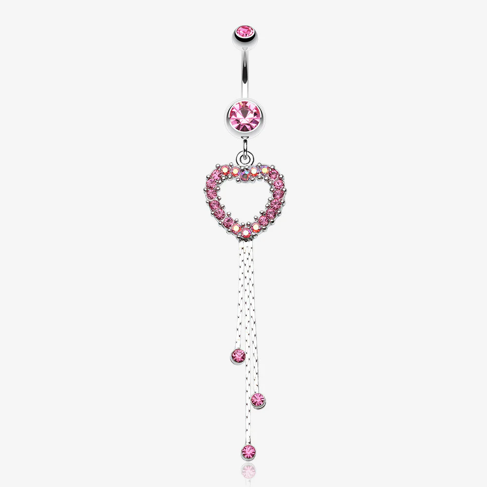 Classy Heart Cascading Belly Button Ring