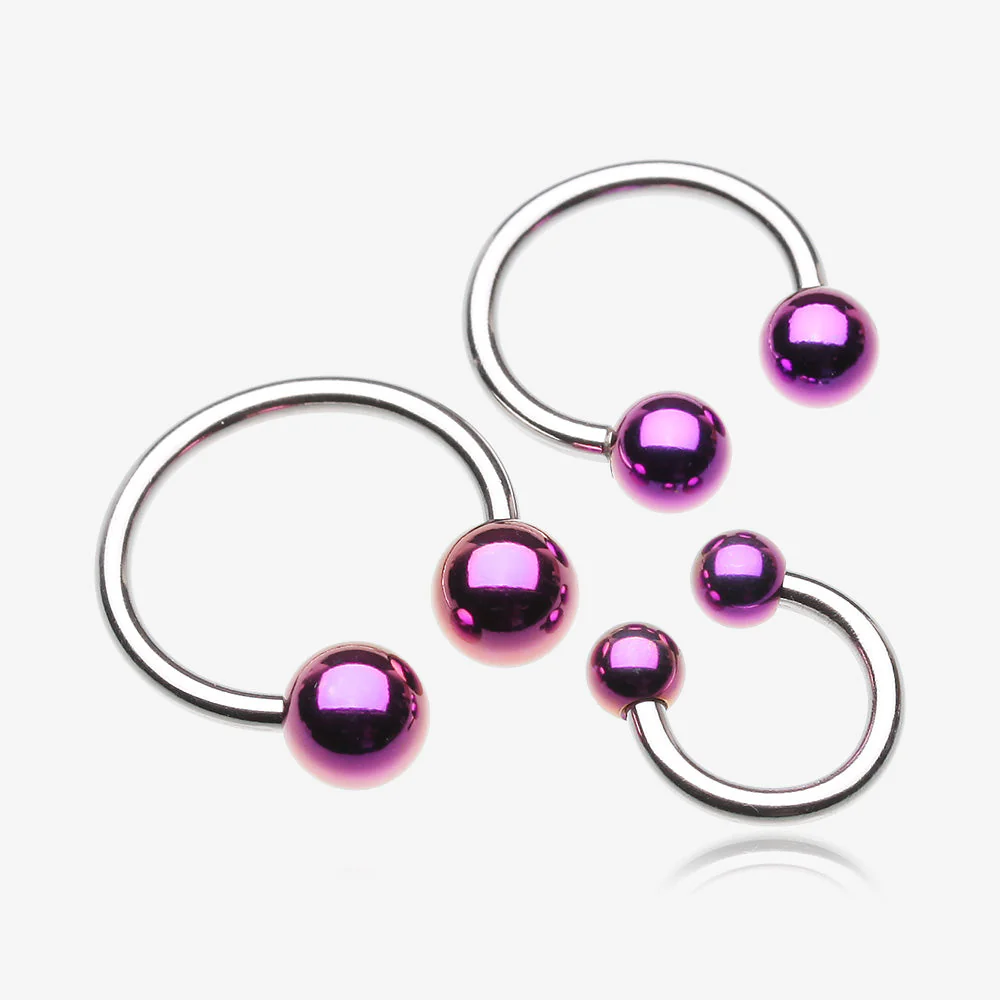 Colorline PVD Ball Ends Steel Horseshoe Circular Barbell