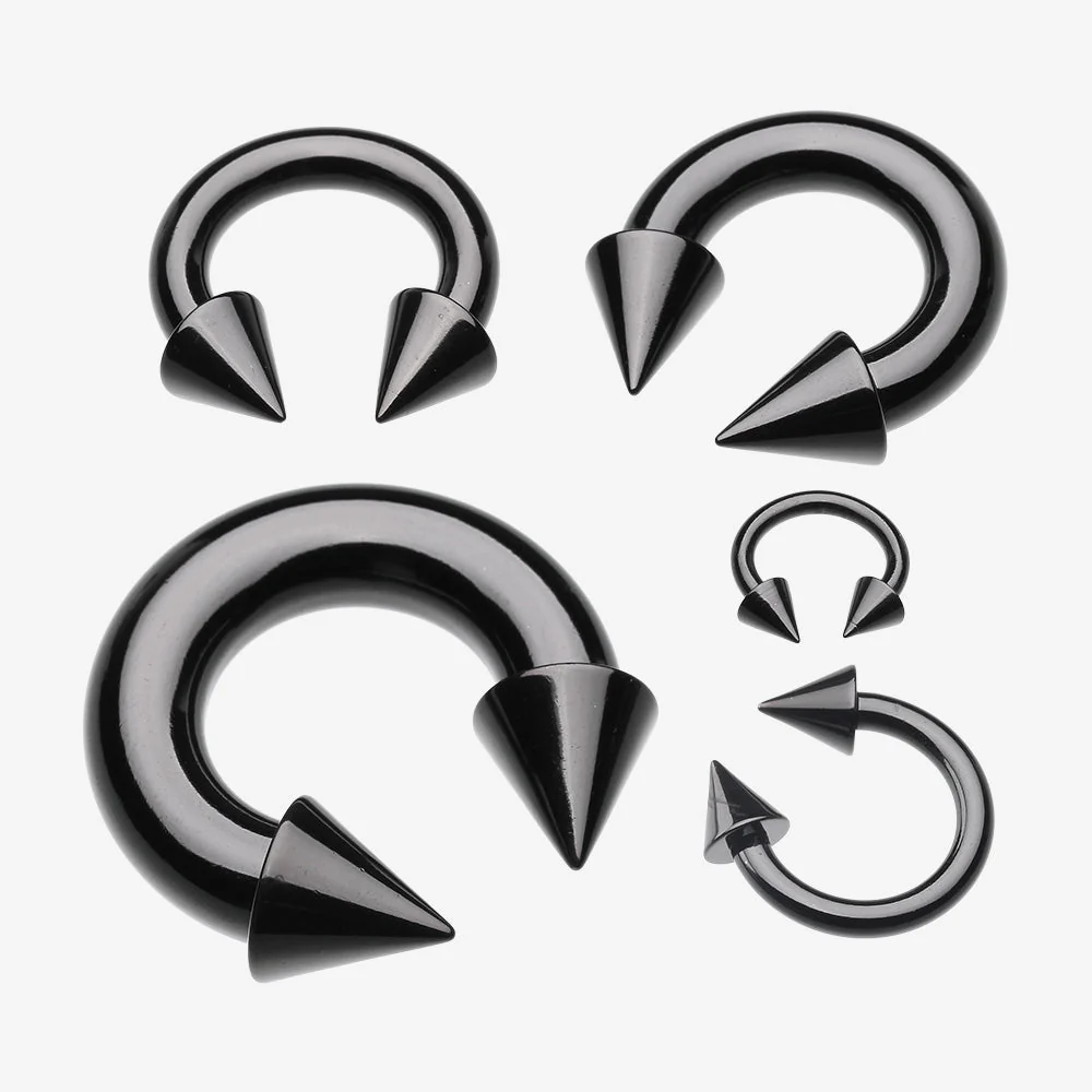 Blackline PVD Basic Spike Top Horseshoe Circular Barbell
