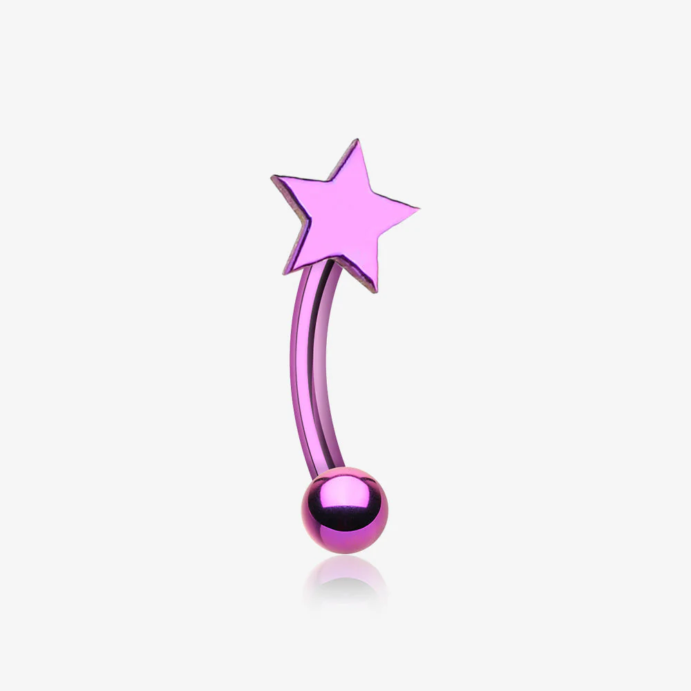 Colorline PVD Star Curved Barbell Eyebrow Ring