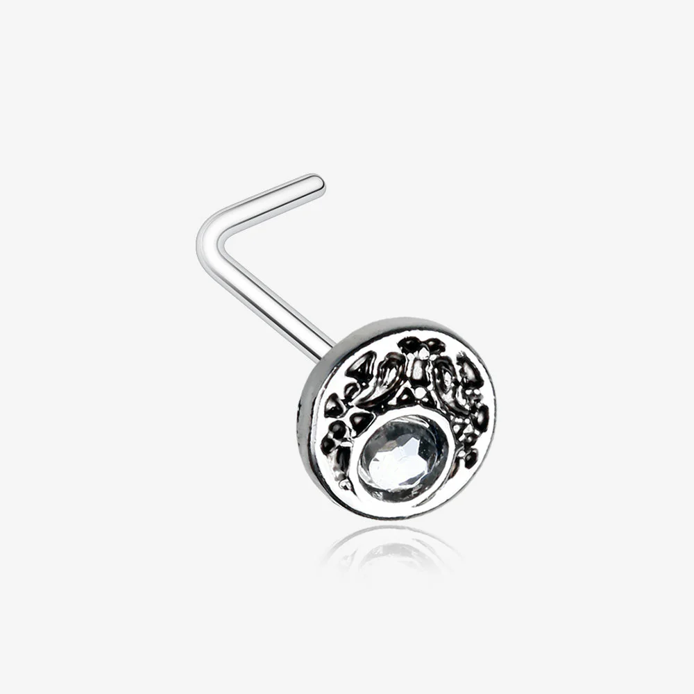 Crescent Legend Sparkle Icon L-Shaped Nose Ring