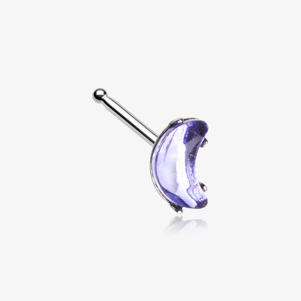 Crescent Moon Gem Sparkle Nose Stud Ring