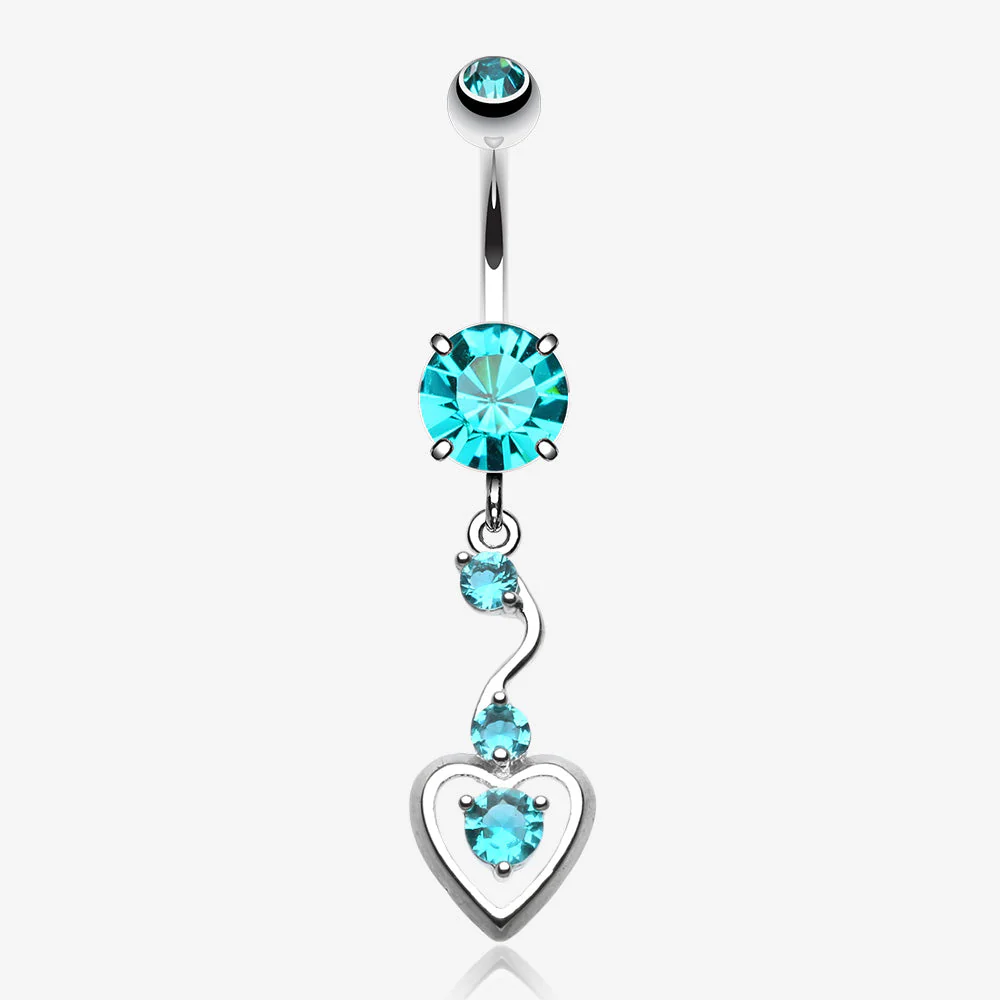 Dainty Dangled Heart Belly Button Ring