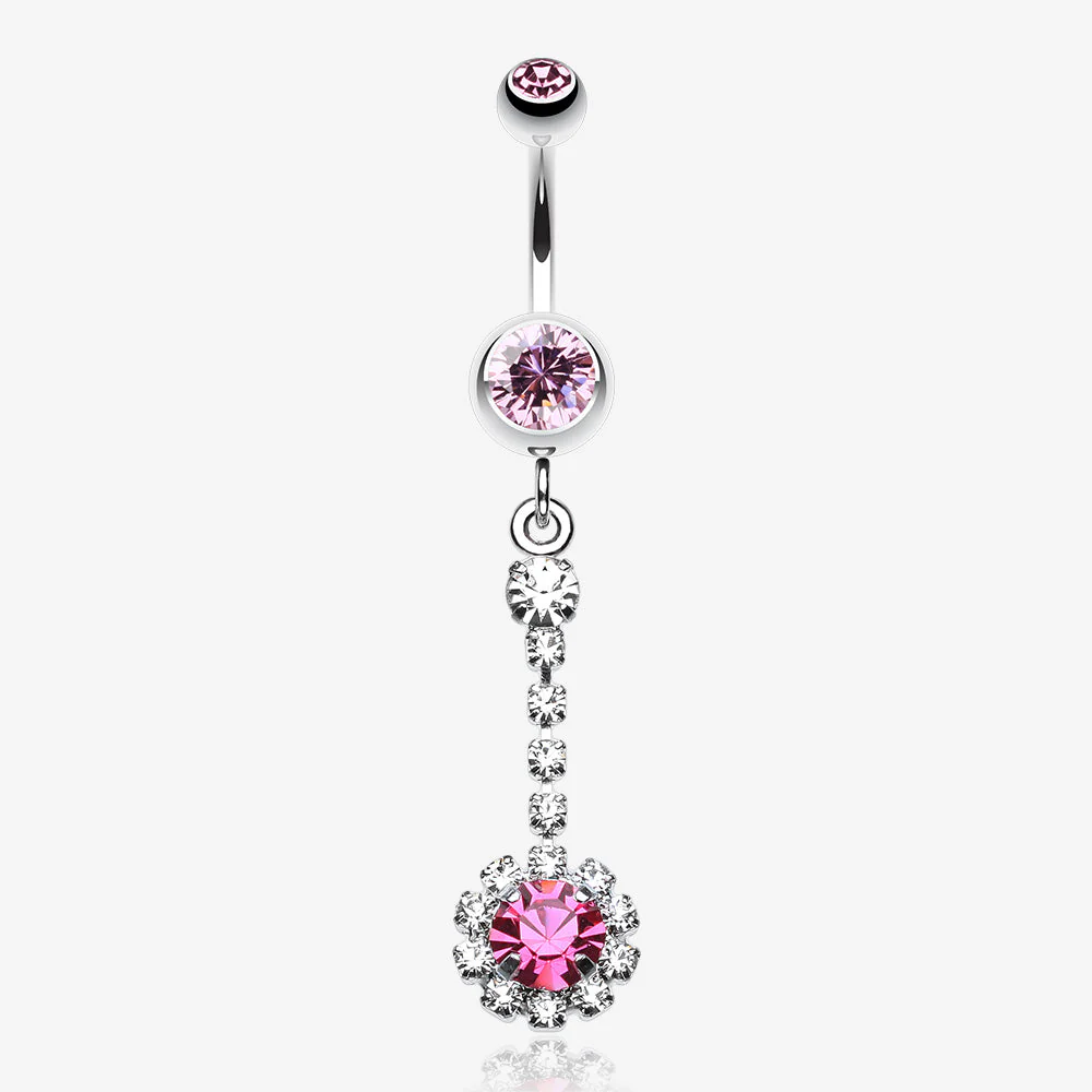 Dangling Gem Drop Belly Button Ring