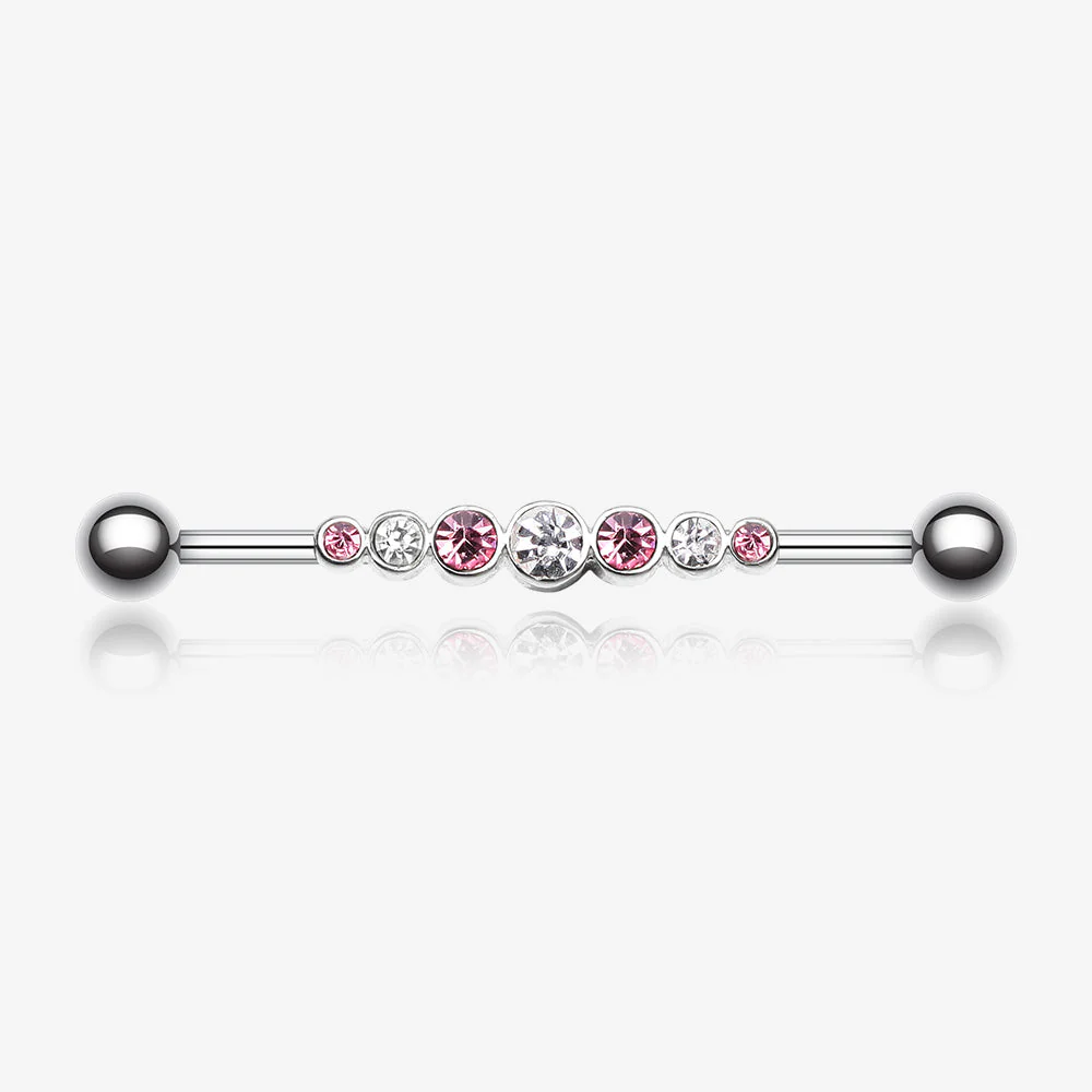 Dazzling Gem Row Industrial Barbell
