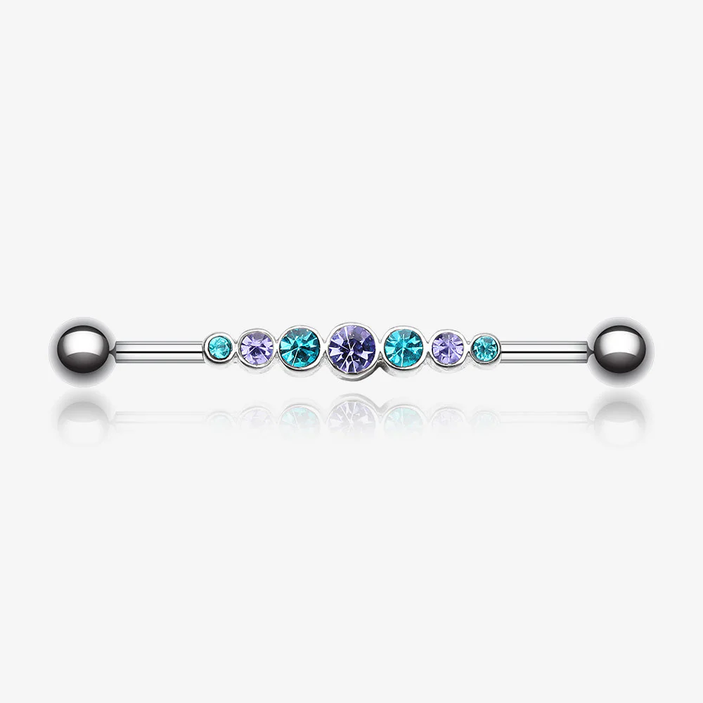 Dazzling Gem Row Industrial Barbell