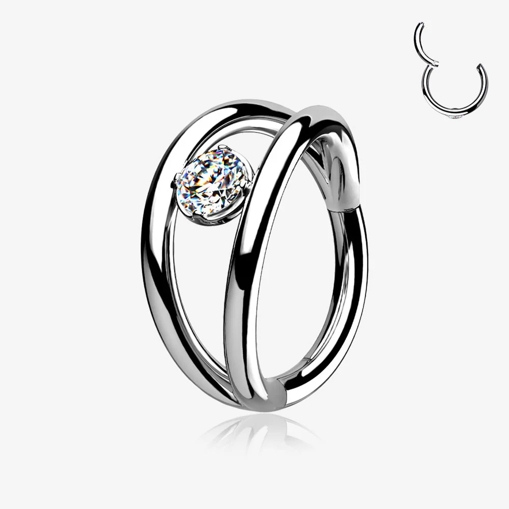 Double Hoop Sparkle Seamless Clicker Hoop Ring
