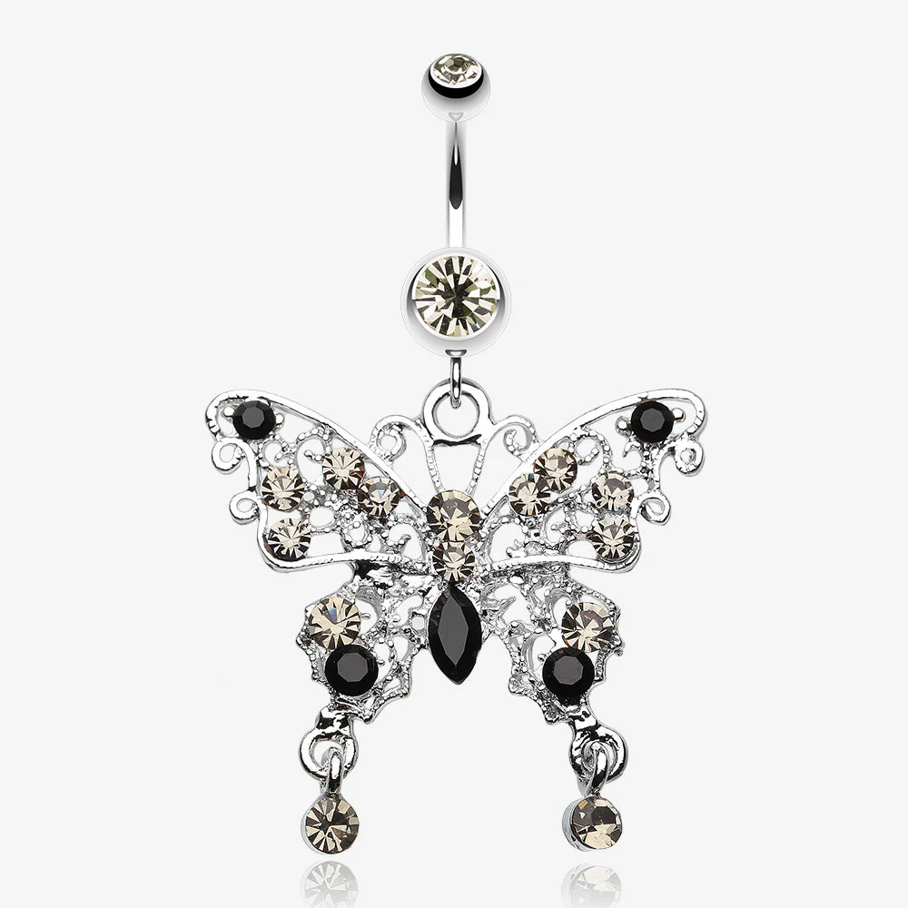 Fancy Gem Butterfly Belly Button Ring