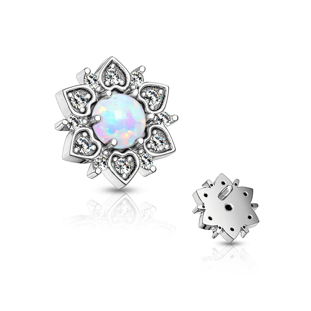 Fire Opal Flower Love Sparkle Dermal Anchor Top