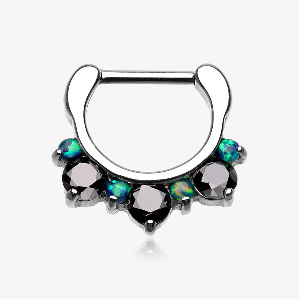 Fire Opal Multi Gem Sparkle Deuce Septum Clicker