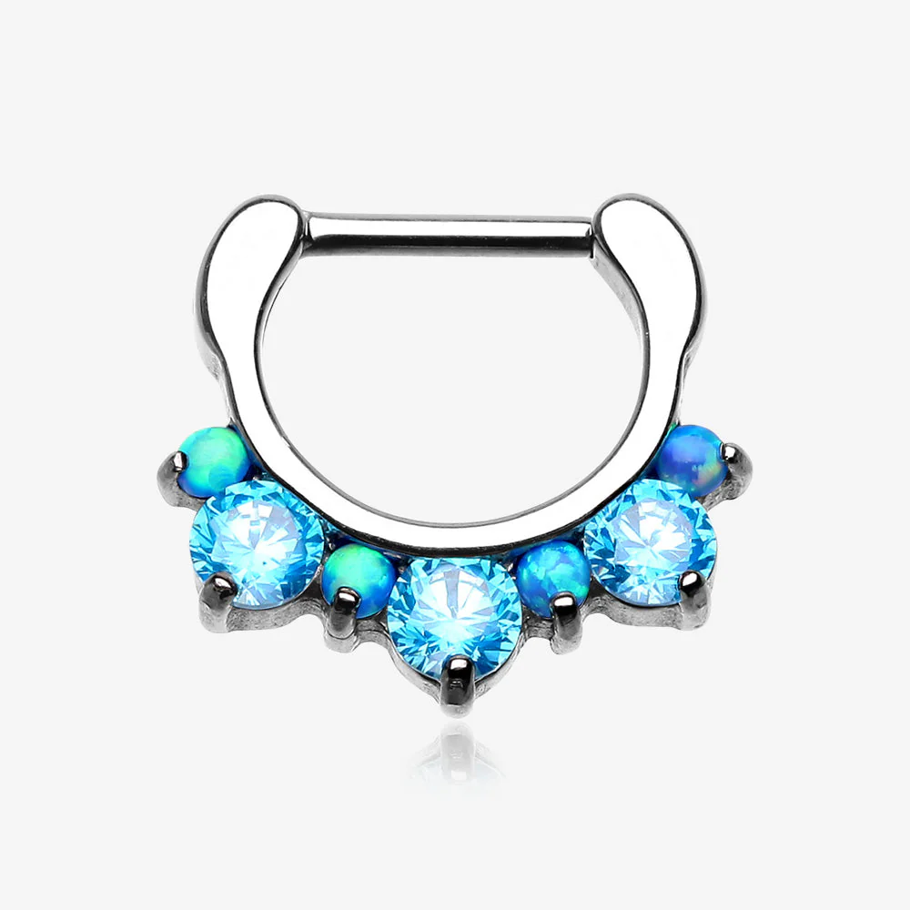 Fire Opal Multi Gem Sparkle Deuce Septum Clicker