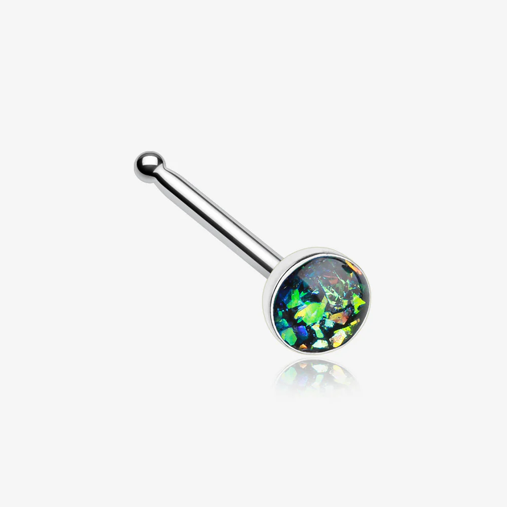 Fire Opal Steel Nose Stud Ring