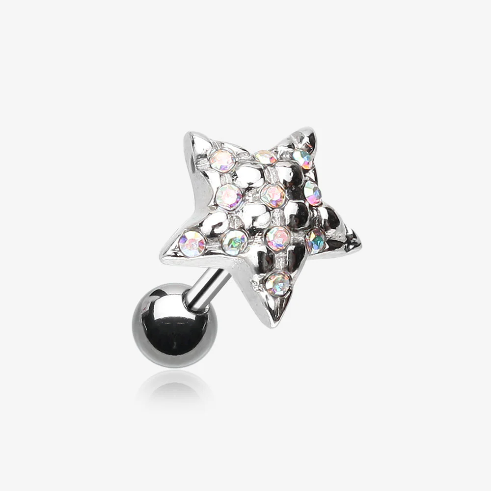 Fluffy Star Multi-Gem Cartilage Earring