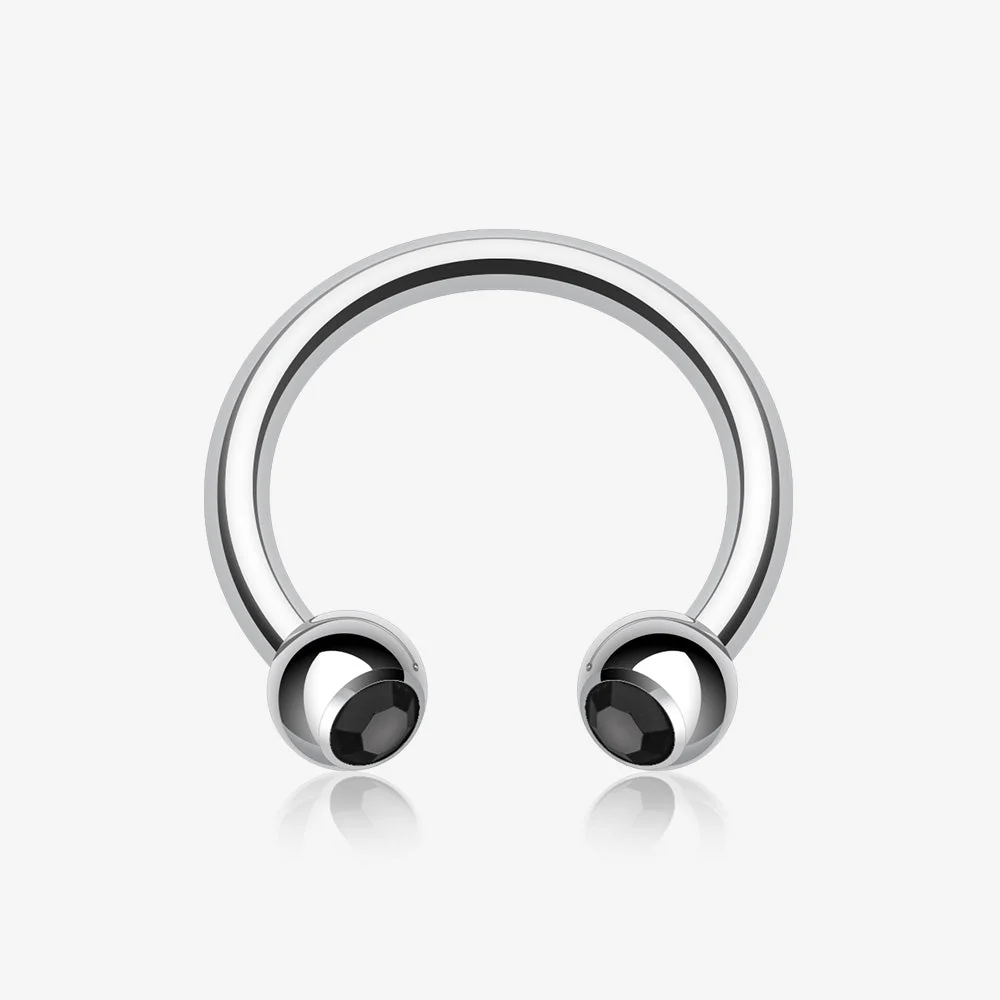 Gem Ball Steel Horseshoe Circular Barbell